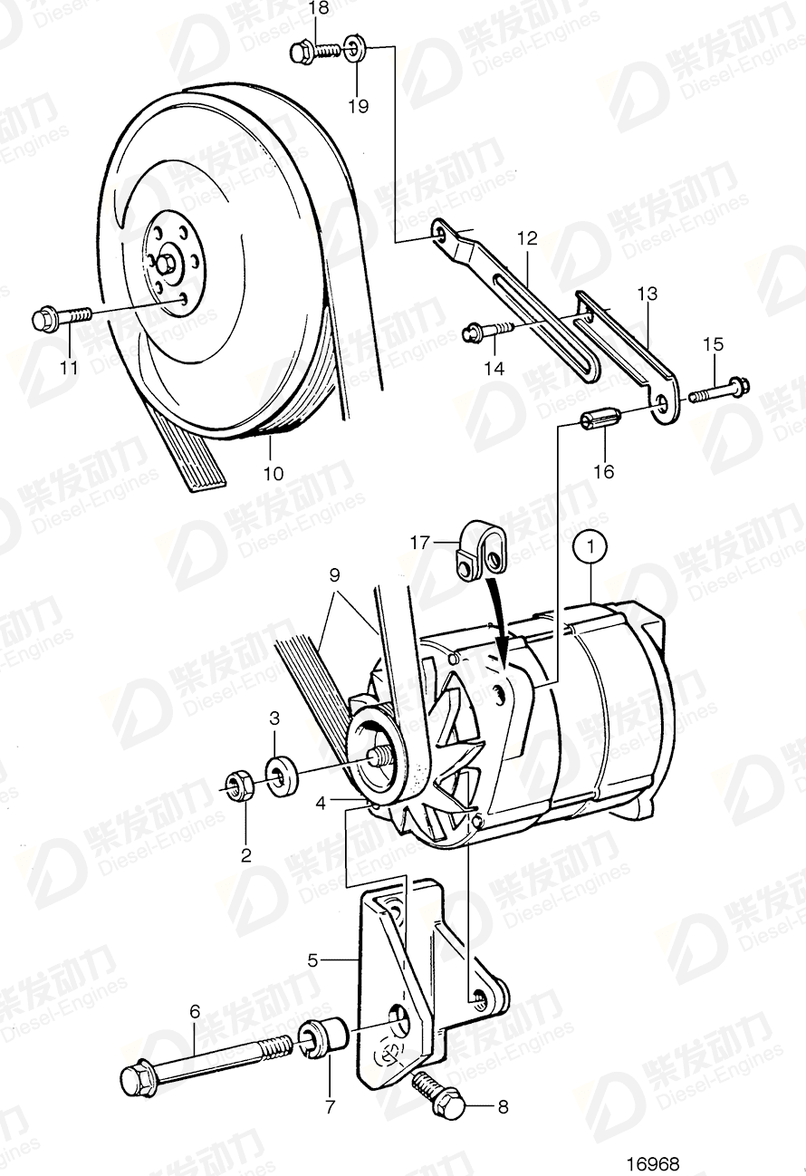 volvo penta V-ribbed belt 978236 Drawing volvo penta V-ribbed belt 978236 Drawing
